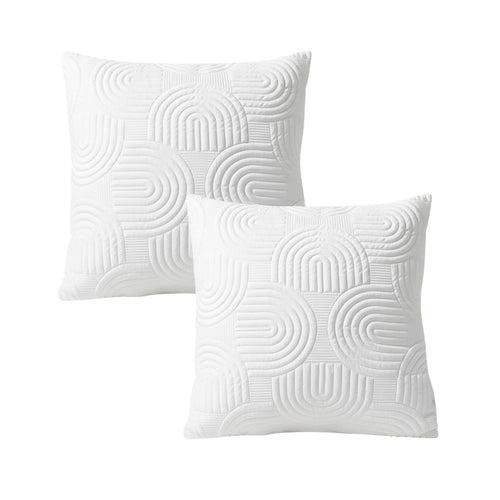 SOGA 2X 50cm White Textured Geometric Pattern Decorative Throw Pillow