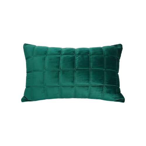 SOGA 30cm Green Velvet Quilted Grid Pattern Decorative Throw Pillow