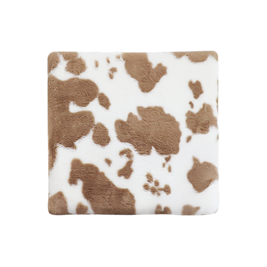 SOGA Brown Cow Print Square Cushion Soft Leaning Plush Backrest Throw Seat Pillow