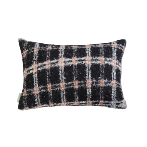 SOGA 35cm Modern Plaid Pattern Blush Pink Gray Decorative Throw Pillow