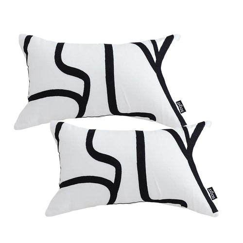 SOGA 2X 30cm Rectangular Modern Minimalist Black Letter Print Decorative Throw Pillow