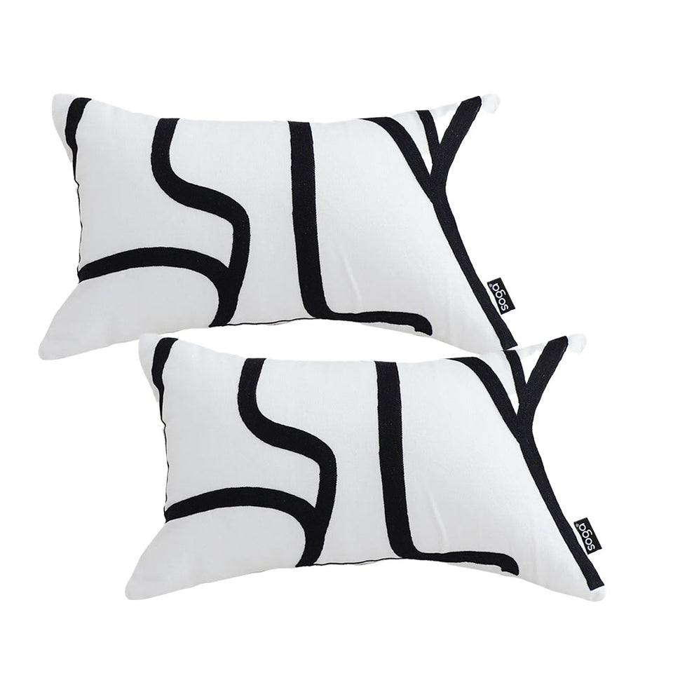 SOGA 2X 30cm Rectangular Modern Minimalist Black Letter Print Decorative Throw Pillow