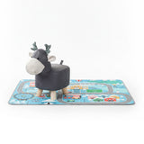 SOGA Home & Living Bundle – 2 Grey Deer Character Children's Ottoman & Kids Street Map Rug