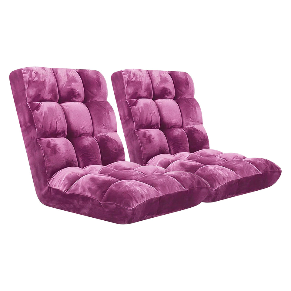 SOGA 2X Floor Recliner Folding Lounge Sofa Futon Couch Folding Chair Cushion - Magenta
