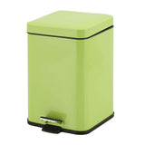 SOGA Foot Pedal Stainless Steel Square Trash Bin Green 6L