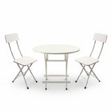 SOGA Home & Living Bundle – White Folding Dining Table & 2 Foldable Chairs for Home Decor