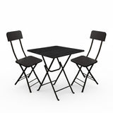 SOGA Home & Living Bundle – Black Folding Dining Table & 2 Foldable Chairs for Home Decor