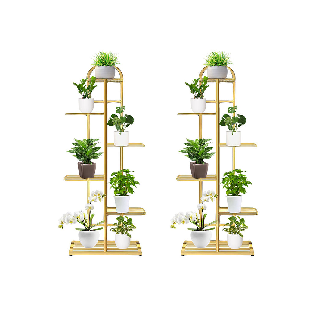 SOGA 2X 6 Tier 7 Pots Gold Metal Plant Stand Flowerpot Display Shelf Rack Indoor Home Office Decor