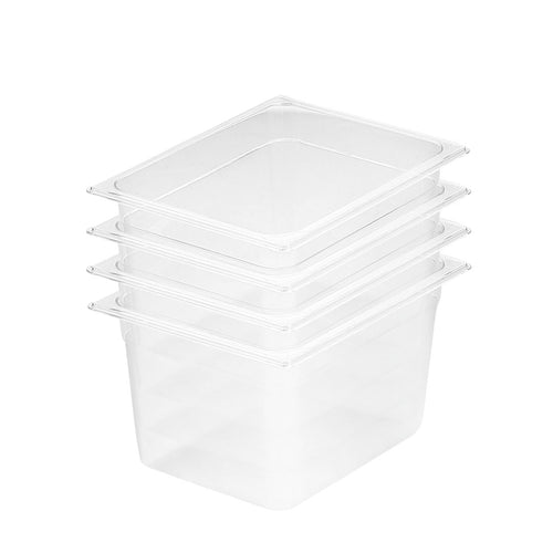 SOGA 4-Pack 200mm Clear Gastronorm GN Pan 1/2 Food Tray Storage