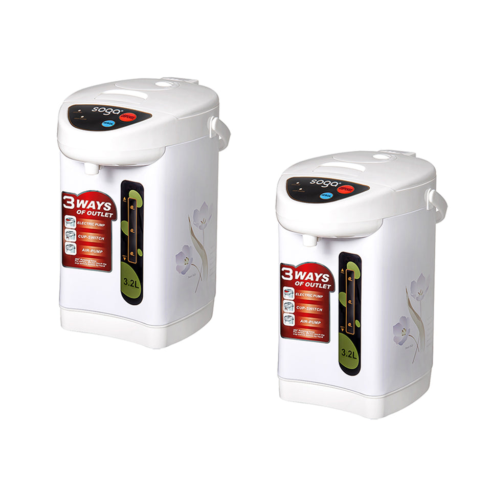 SOGA 2X 3.2L White Electric Kettle Water Boiler 3 Dispensing Modes Keep Warm