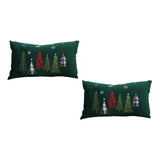 SOGA 2-Pack 30cm Dark Green Christmas Forest Embroidered Lumbar Pillows