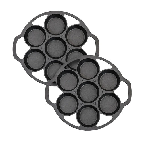 SOGA 2X Cast Iron Takoyaki Fry Pan Octopus Balls Maker 7 Hole Grill Mold 32cm