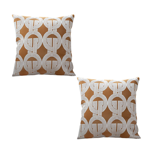 SOGA 2X 50cm Throw Pillow Brown Circular Chain Jacquard  Decorative Square for Home Decor