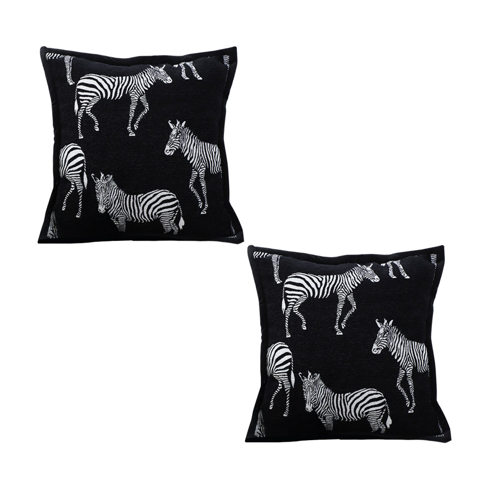 SOGA 2X 50cm Throw Pillow  Black Light Luxury Zebra Square Pillow for Home Decor