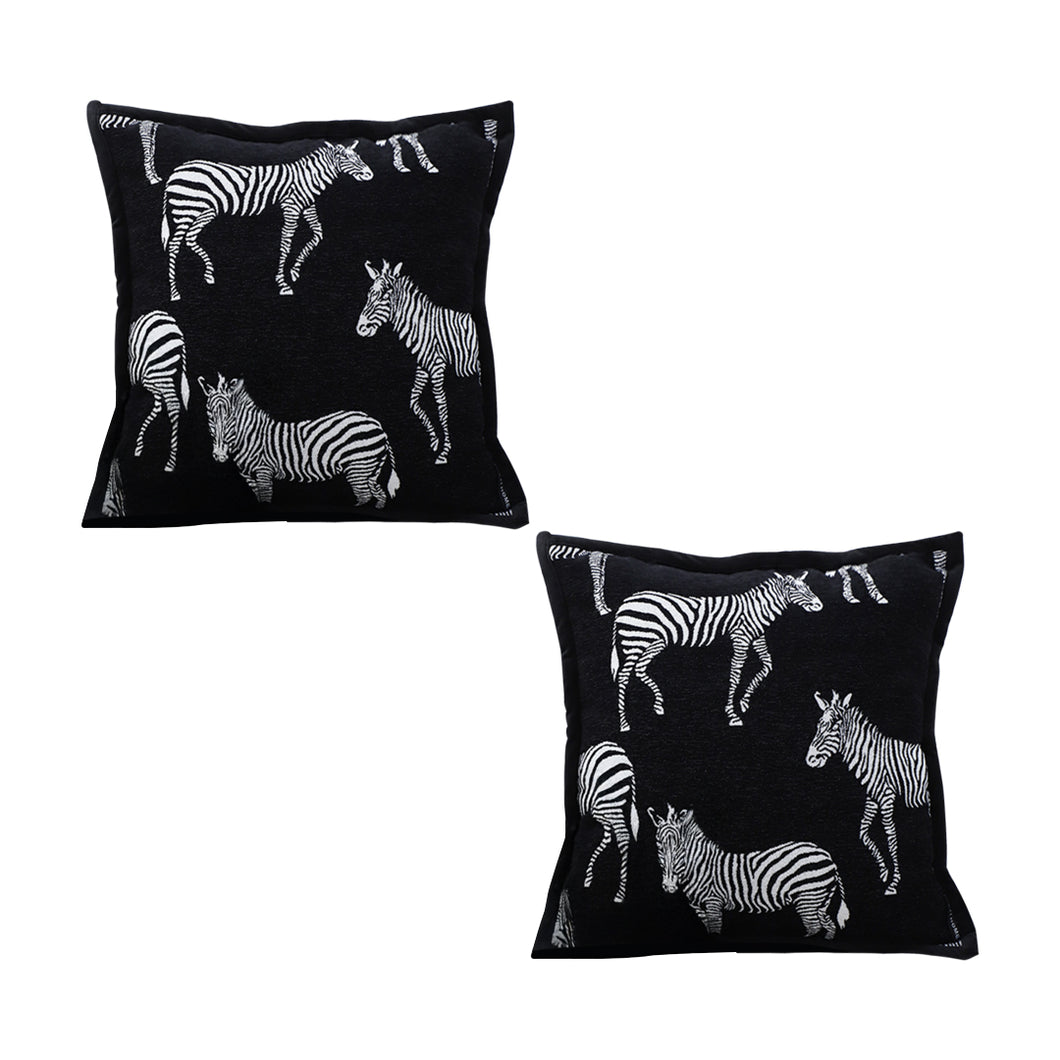 SOGA 2X 50cm Throw Pillow  Black Light Luxury Zebra Square Pillow for Home Decor