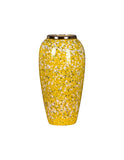SOGA 35x17cm Yellow with White Mini Floral Large Ceramic Flower Vase Elegant Living Room Home Decor