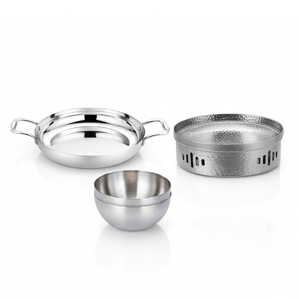 SOGA Kitchenware Bundle – Silver Dry Pots & Elegant Salad Bowl for Essential Kitchen Use
