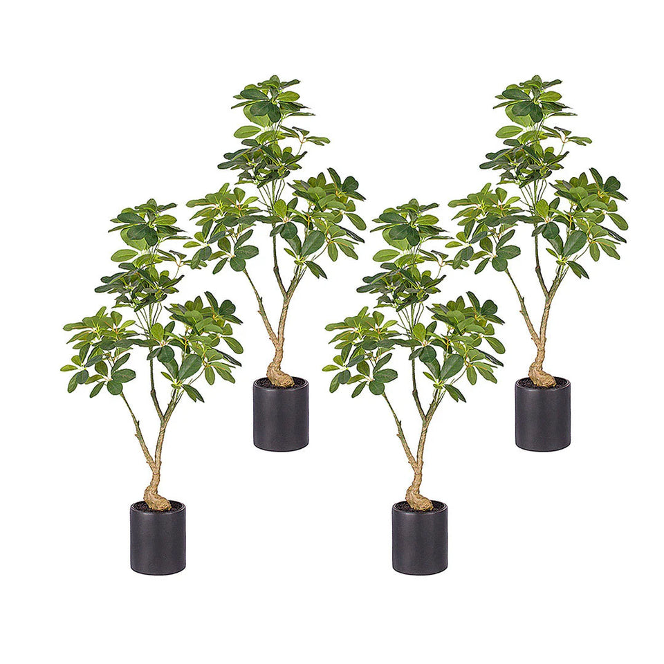 SOGA 4x 80cm Artificial Schefflera Tree – Realistic Indoor Greenery