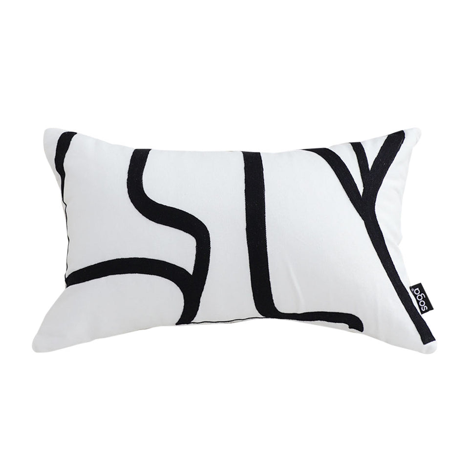 SOGA 30cm Rectangular Modern Minimalist Black Letter Print Decorative Throw Pillow