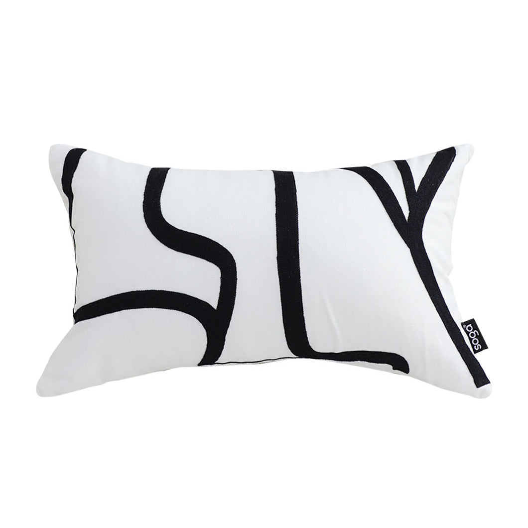 SOGA 30cm Rectangular Modern Minimalist Black Letter Print Decorative Throw Pillow