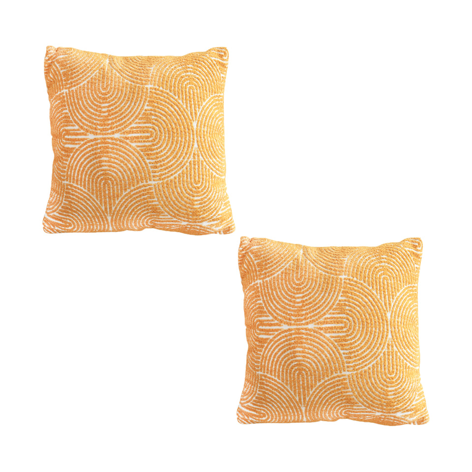 SOGA 2X 50cm Mustard Yellow Throw Pillow Geometric Indoor and Outdoor Corded for Home Decor