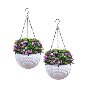 SOGA 2X White Large Hanging Resin Flower Pot Self Watering Basket Planter