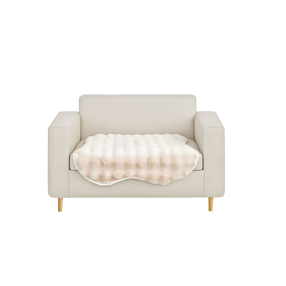 SOGA One-seater Cream Faux Fur Throw Blanket 90x90cm Polyester