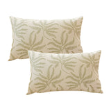 SOGA 2X 35cm Botanical Green Fern Leaf Embroidered Decorative Throw Pillow