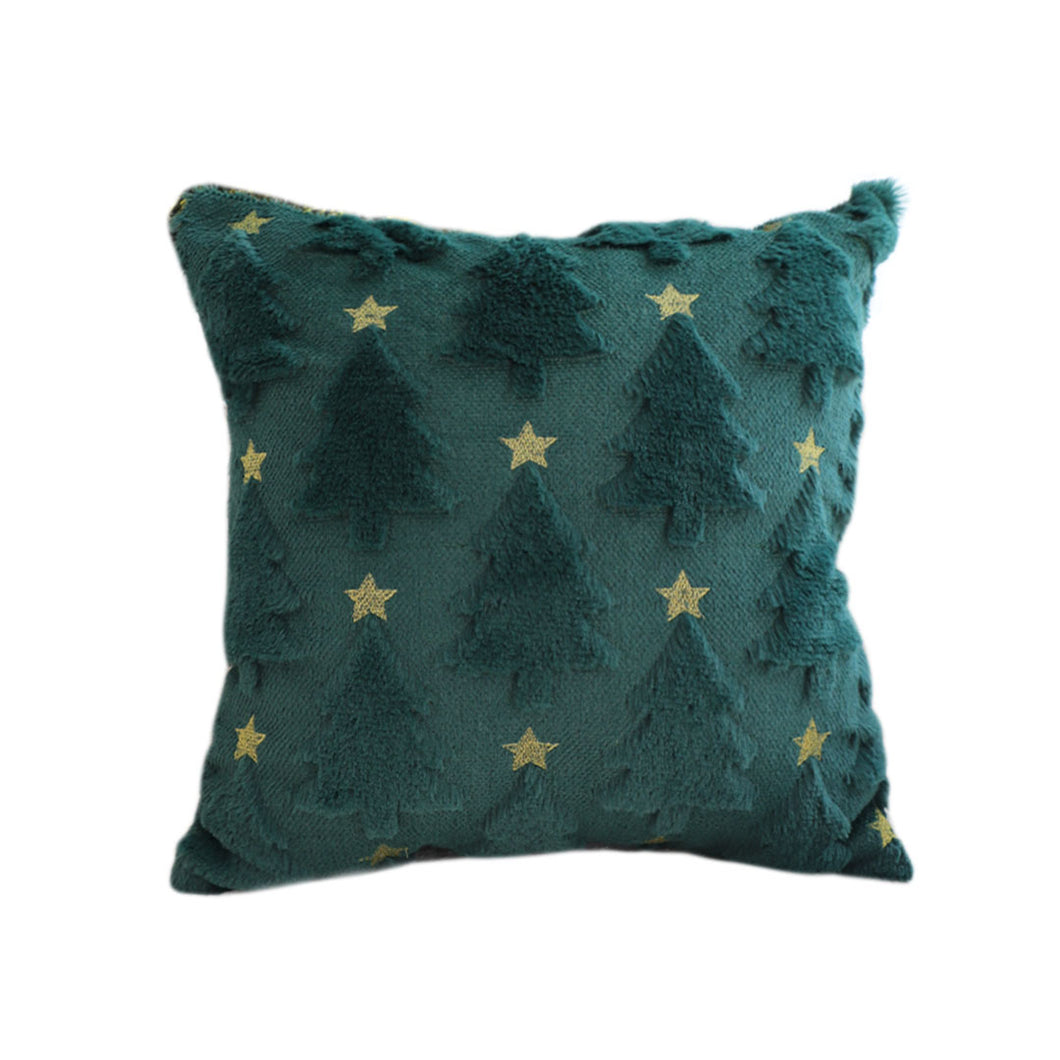 SOGA 45cm Festive Teal Christmas Tree Gold Star Holiday Throw Pillow