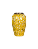 SOGA 30x19cm Yellow with White Mini Floral Medium Ceramic Flower Vase Elegant Living Room Home Decor