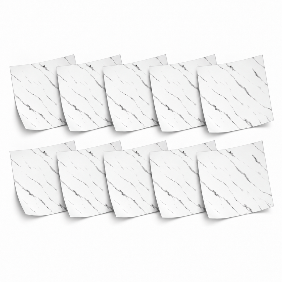 SOGA Peel & Stick Floor and Wall Tiles 30 x 30cm 10 Pack White Faux Marble