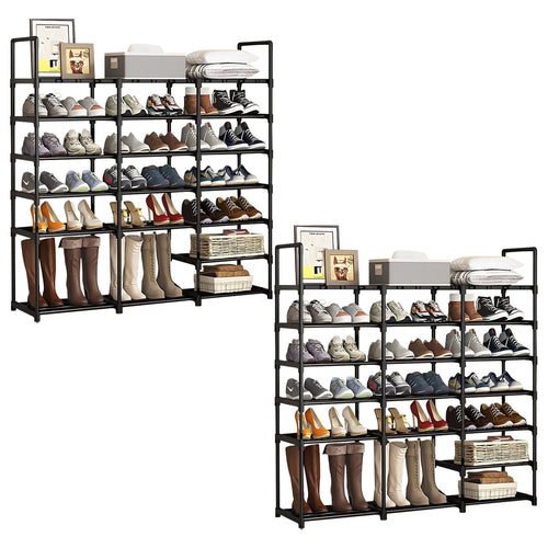 SOGA 2X 19-Shelf Tier Shoe Storage Shelf Space-Saving Caddy Rack Organiser with Handle