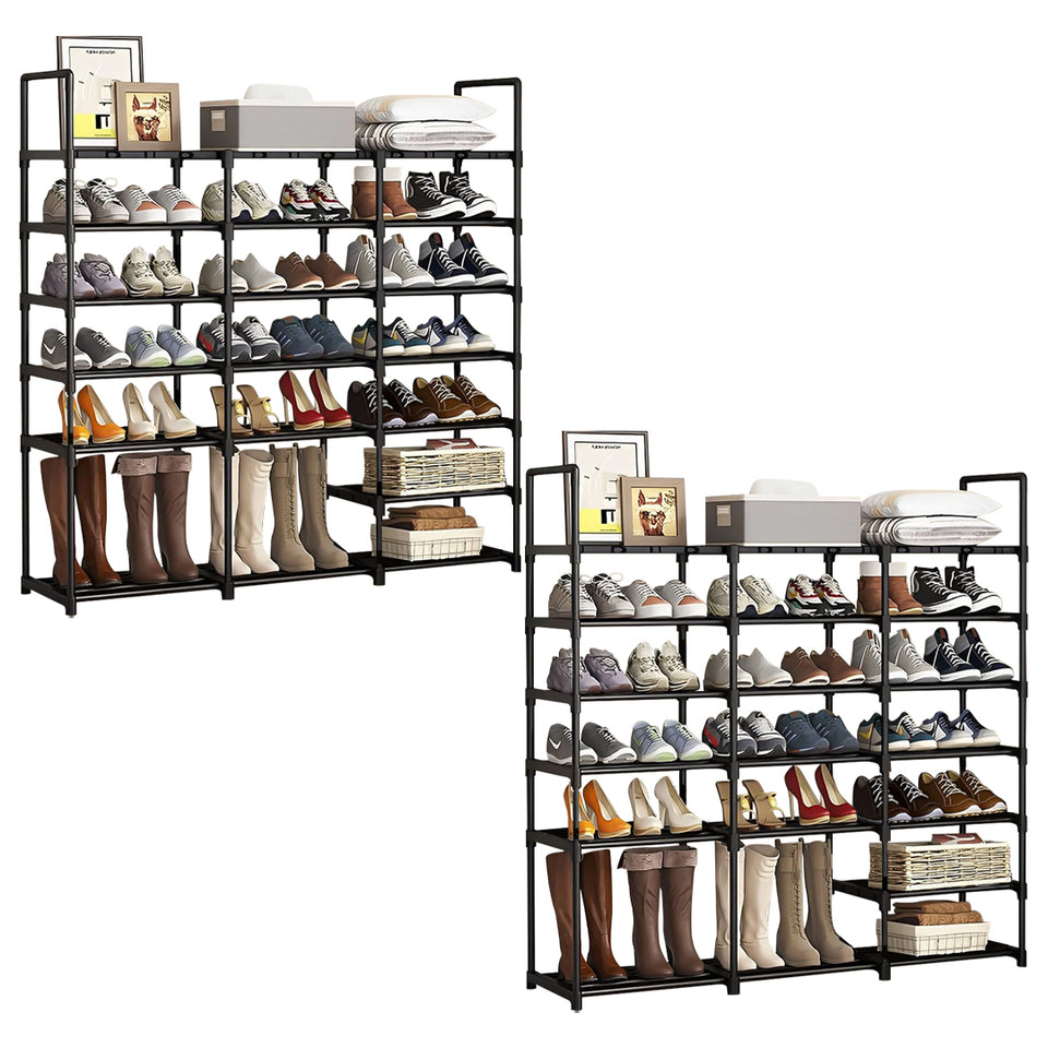 SOGA 2X 19-Shelf Tier Shoe Storage Shelf Space-Saving Caddy Rack Organiser with Handle