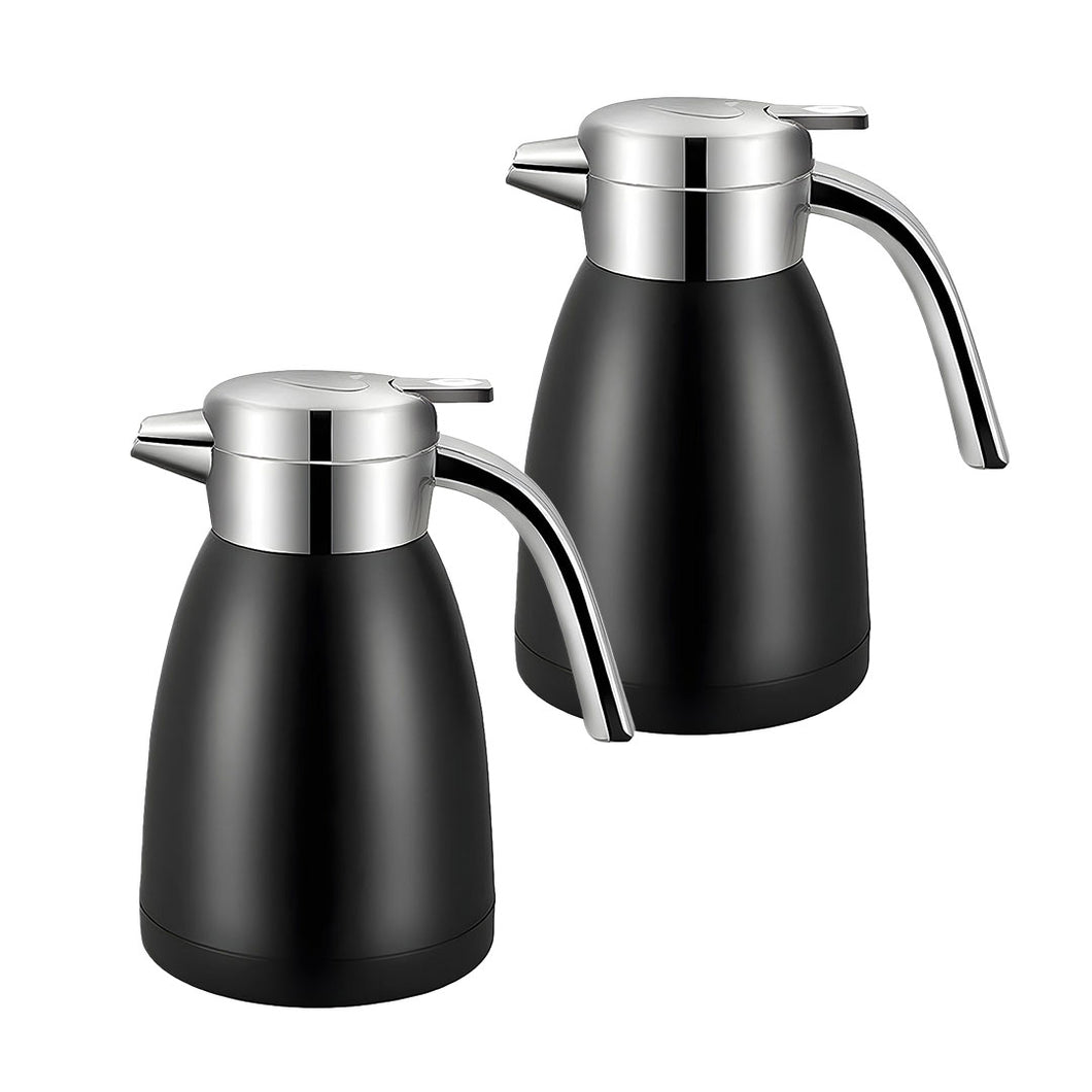 SOGA 2X 1.2L Stainless Steel Water Bottle Insulated Vacuum Flask Coffee Jug Thermal Black