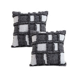 SOGA 2X 50cm Bohemian Gray Fringe Checkerboard Textured Throw Pillow