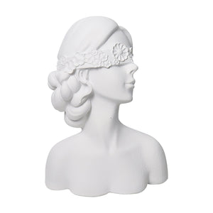 SOGA 36cm White Resin Sculpture Blindfold Lady Bust Design for Home Decor