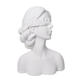 SOGA 36cm White Resin Sculpture Blindfold Lady Bust Design for Home Decor
