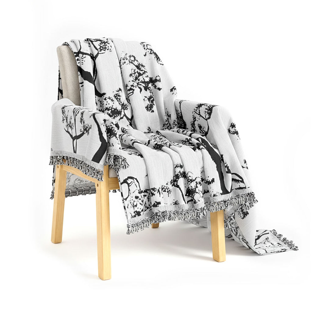 SOGA Three-seater White Sofa Cover Tree Print 180x340cm Polyester