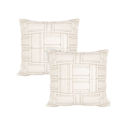 SOGA 2X 45cm Bohemian Cream Tufted Grid Pattern Decorative Throw Pillow