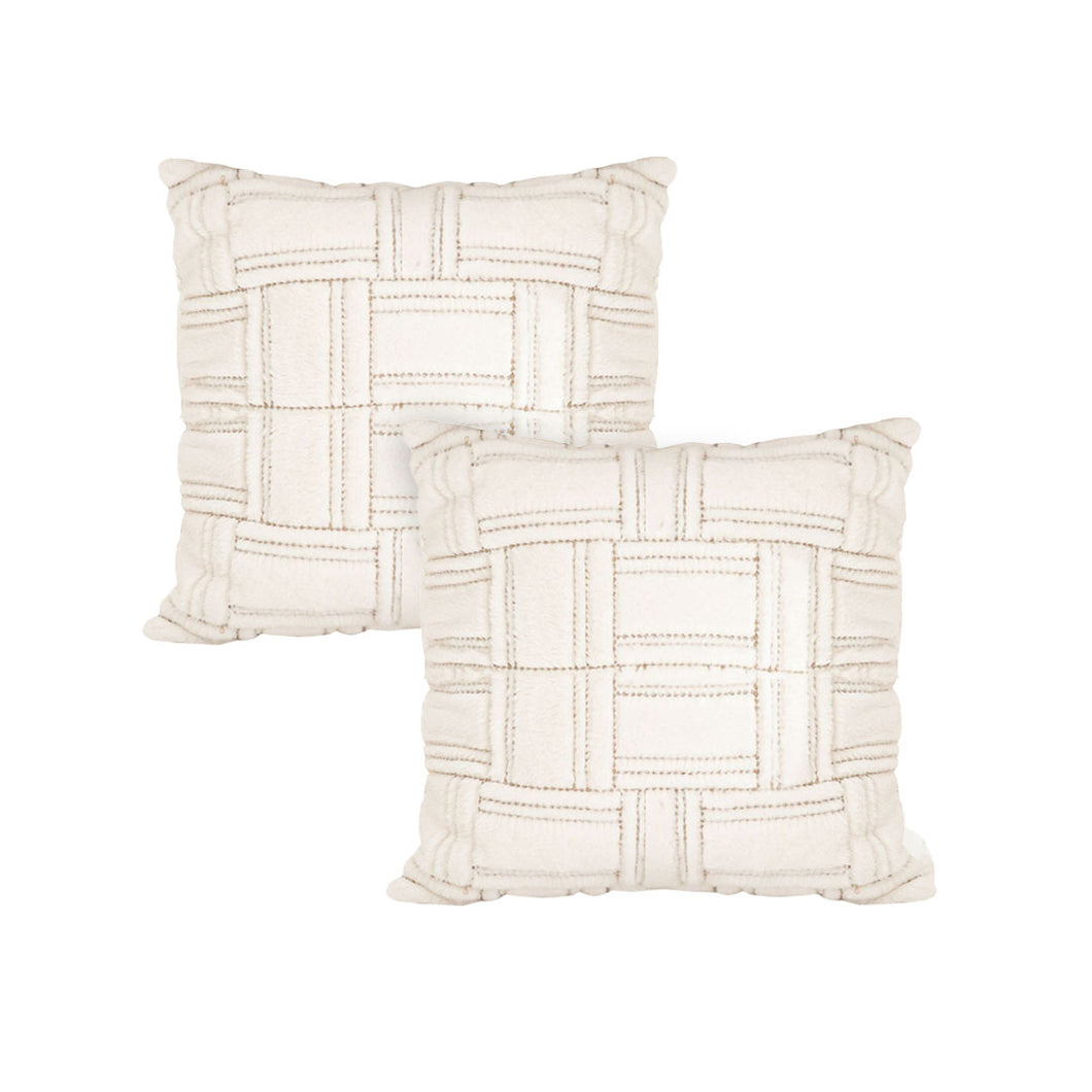 SOGA 2X 45cm Bohemian Cream Tufted Grid Pattern Decorative Throw Pillow