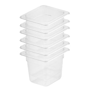 SOGA 150mm Clear Gastronorm GN Pan 1/6 Food Tray Storage Bundle of 6