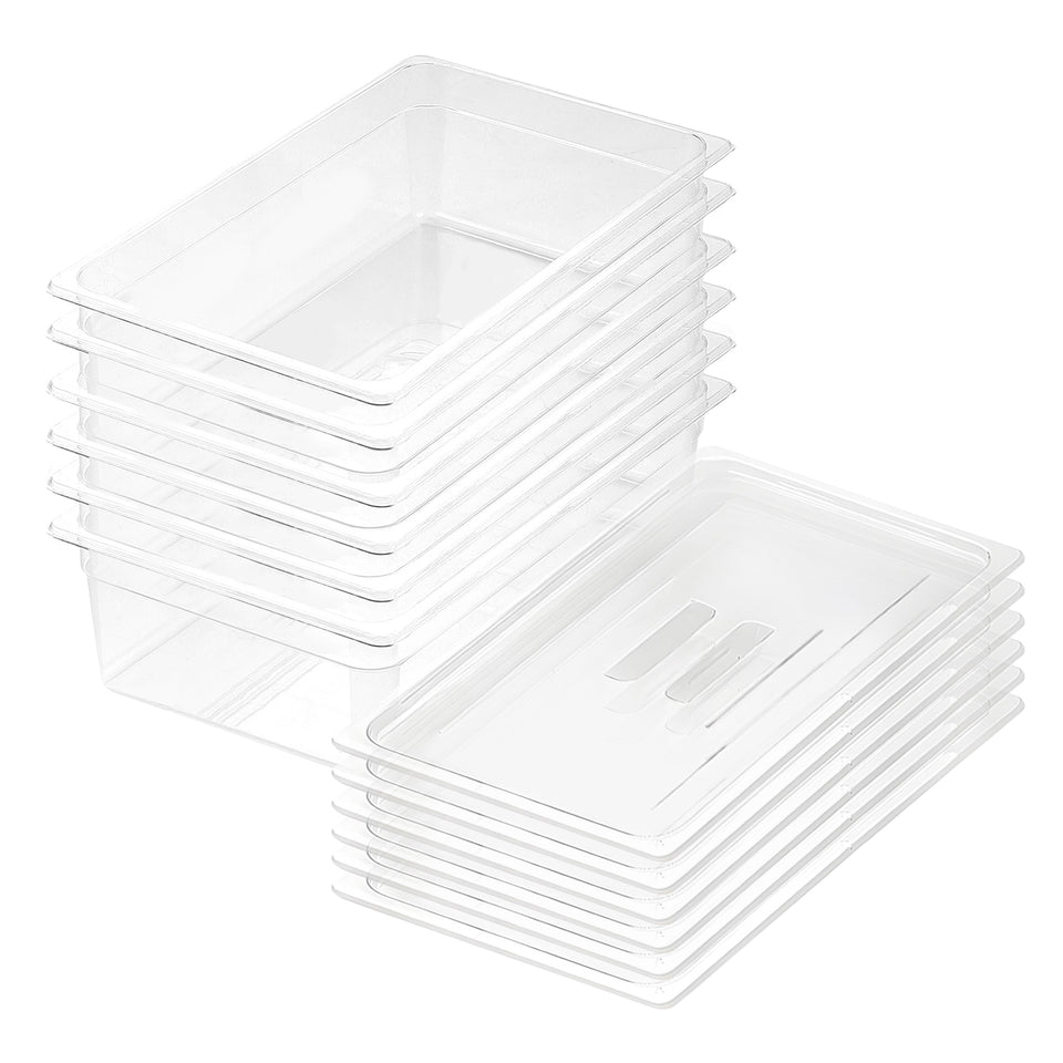 SOGA 150mm Clear Gastronorm GN Pan 1/1 Food Tray Storage Bundle of 6 with Lid