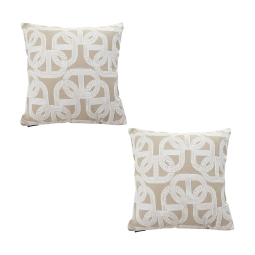 SOGA 2X 50cm Throw Pillow Beige Interlocking Geometric Pattern Modern Accent for Home Décor