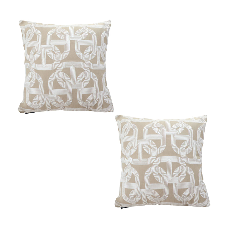 SOGA 2X 50cm Throw Pillow Beige Interlocking Geometric Pattern Modern Accent for Home Décor