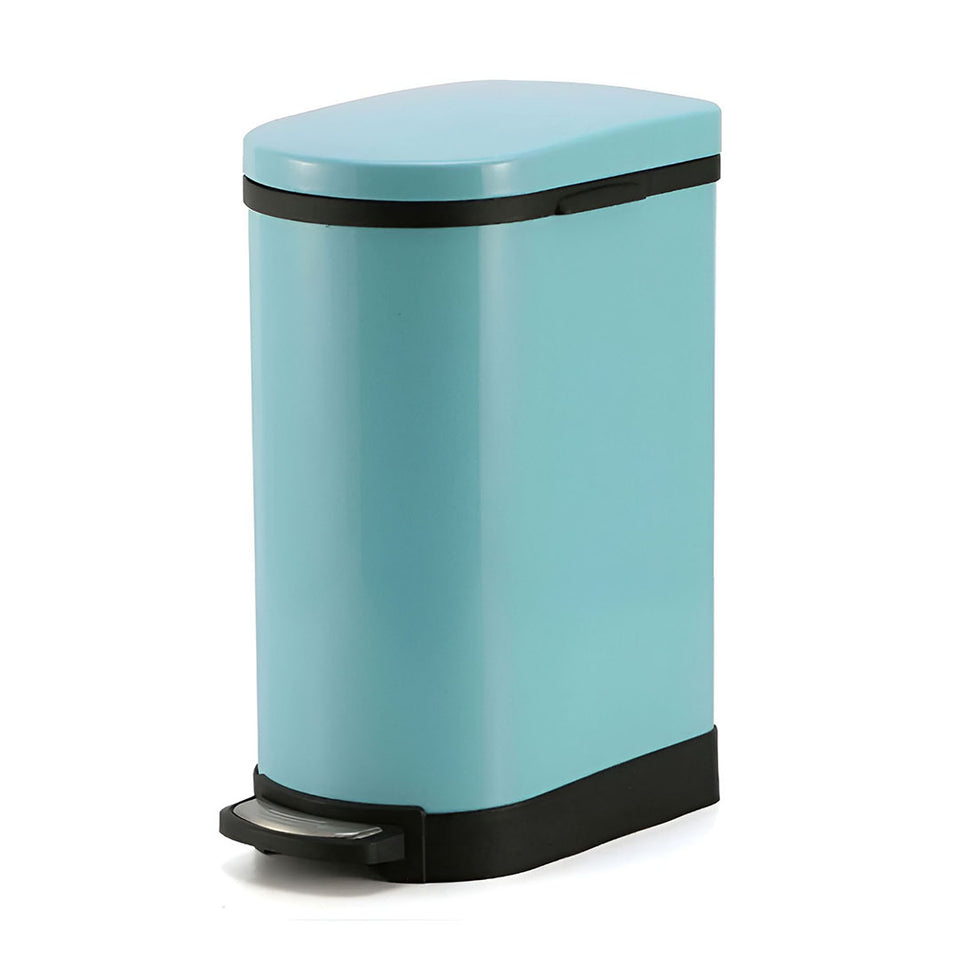 SOGA Foot Pedal Stainless Steel Rubbish Recycling Garbage Waste Trash Bin 10L U Blue