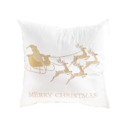SOGA 45cm White & Gold Christmas Sleigh Throw Pillow