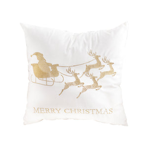SOGA 45cm White & Gold Christmas Sleigh Throw Pillow