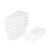 SOGA 150mm Clear Gastronorm GN Pan 1/3 Food Tray Storage Bundle of 4 with Lid