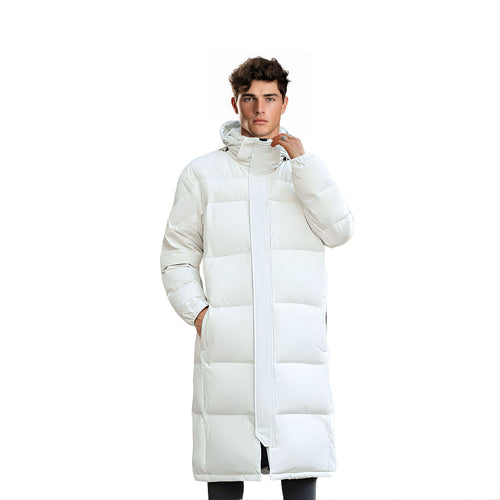 abbee White Winter Hooded Overcoat Long Jacket Stylish Lightweight Quilted Warm Puffer Coat