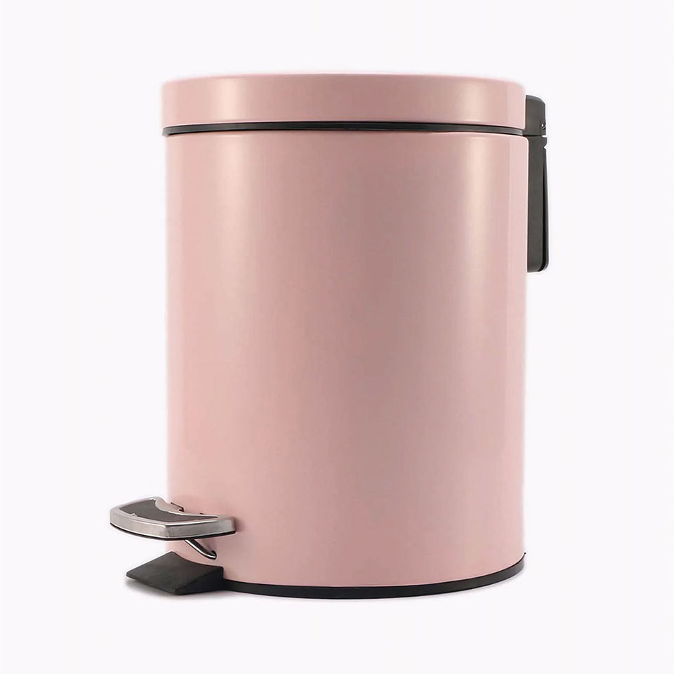 SOGA 12L Modern Foot Pedal Trash Bin Waste Kitchen Bathroom Stainless Steel Round Pink